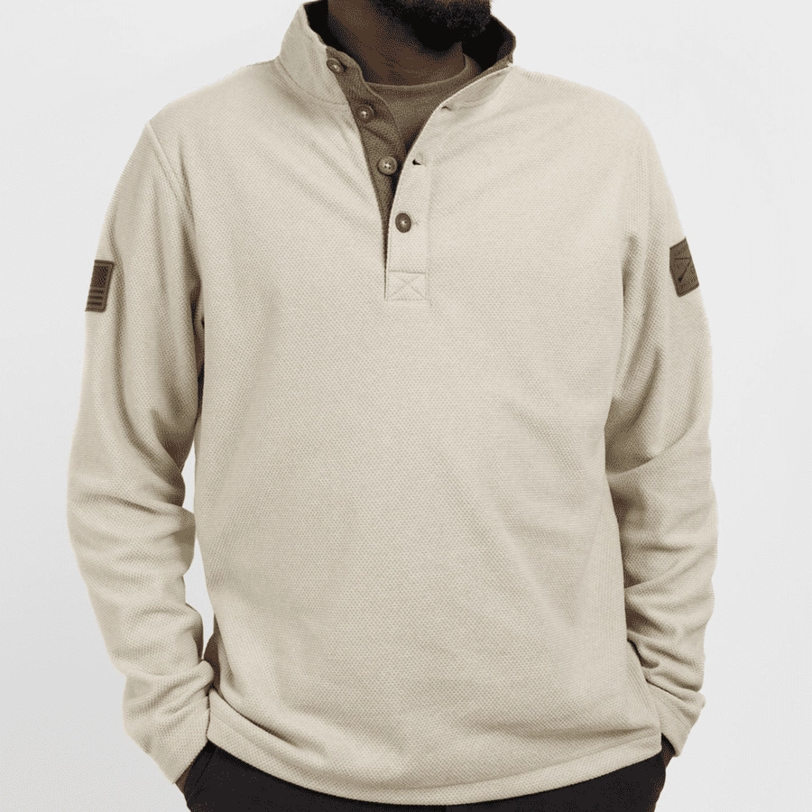Fleece Henley - Sand Tall Travel - wear