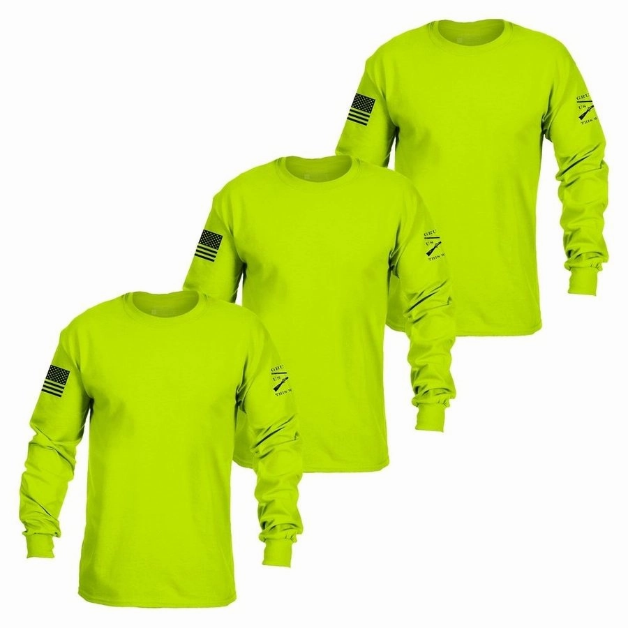 Tropical region Basic Long Sleeve Safety Green 3-Pack