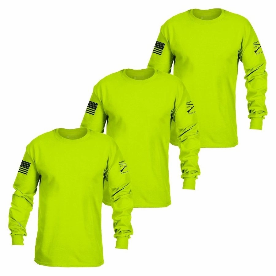 Basic Long Sleeve Safety Green 3-Pack Snowy day Customizable