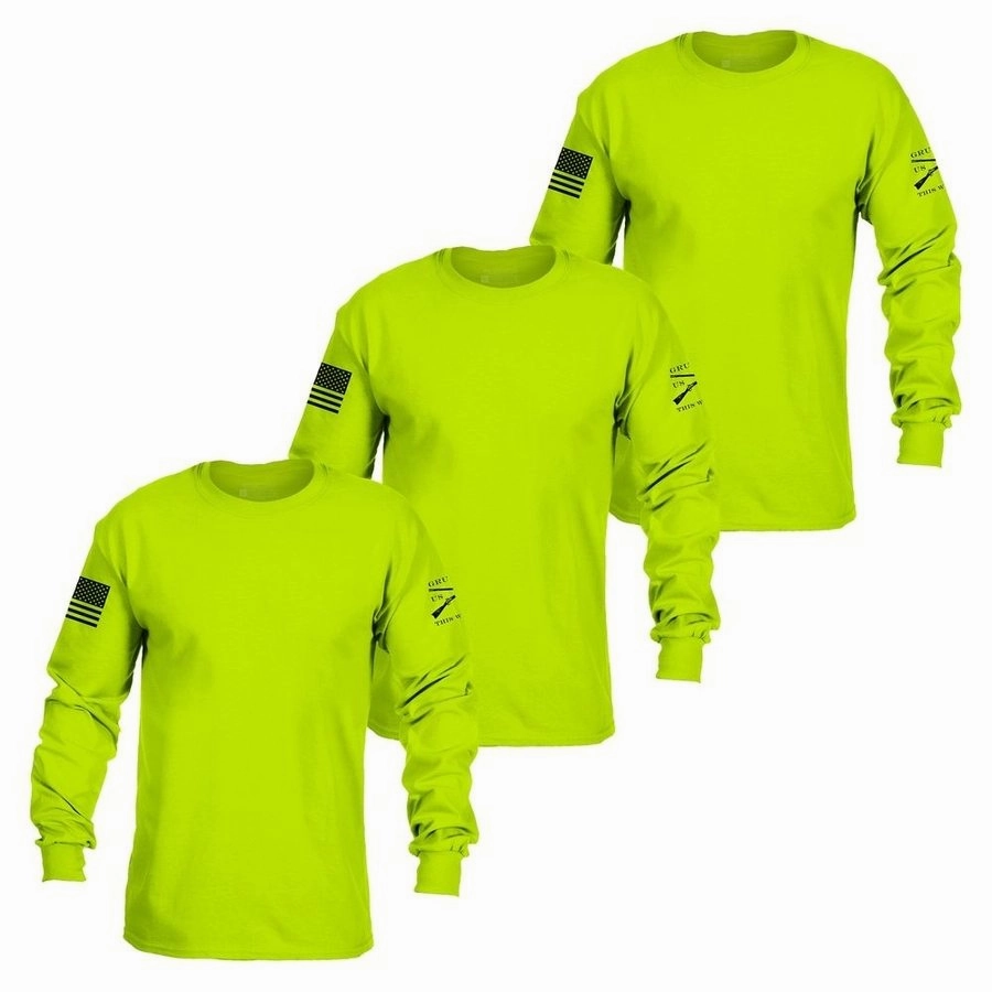 Playroom Easter Basic Long Sleeve Safety Green 3-Pack