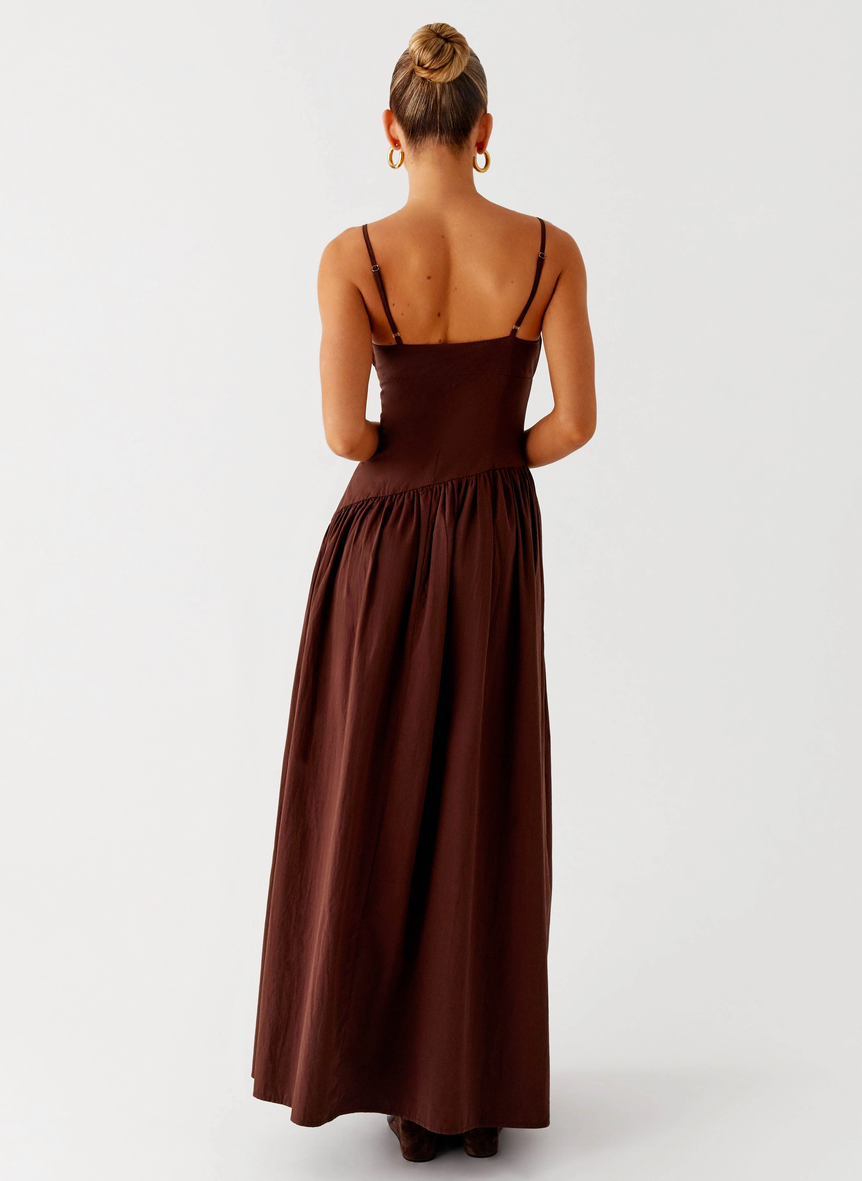 Gender Free Yuna Drop Waist Maxi Dress - Chocolate