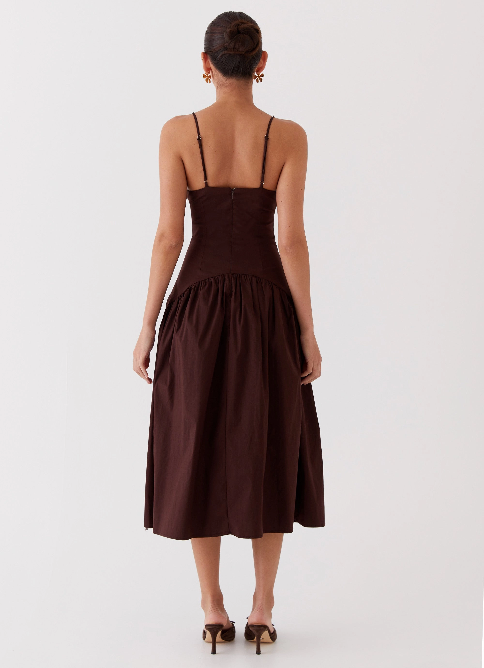 Everyday-Use Vacation Vibes Yvette Corset Midi Dress - Chocolate