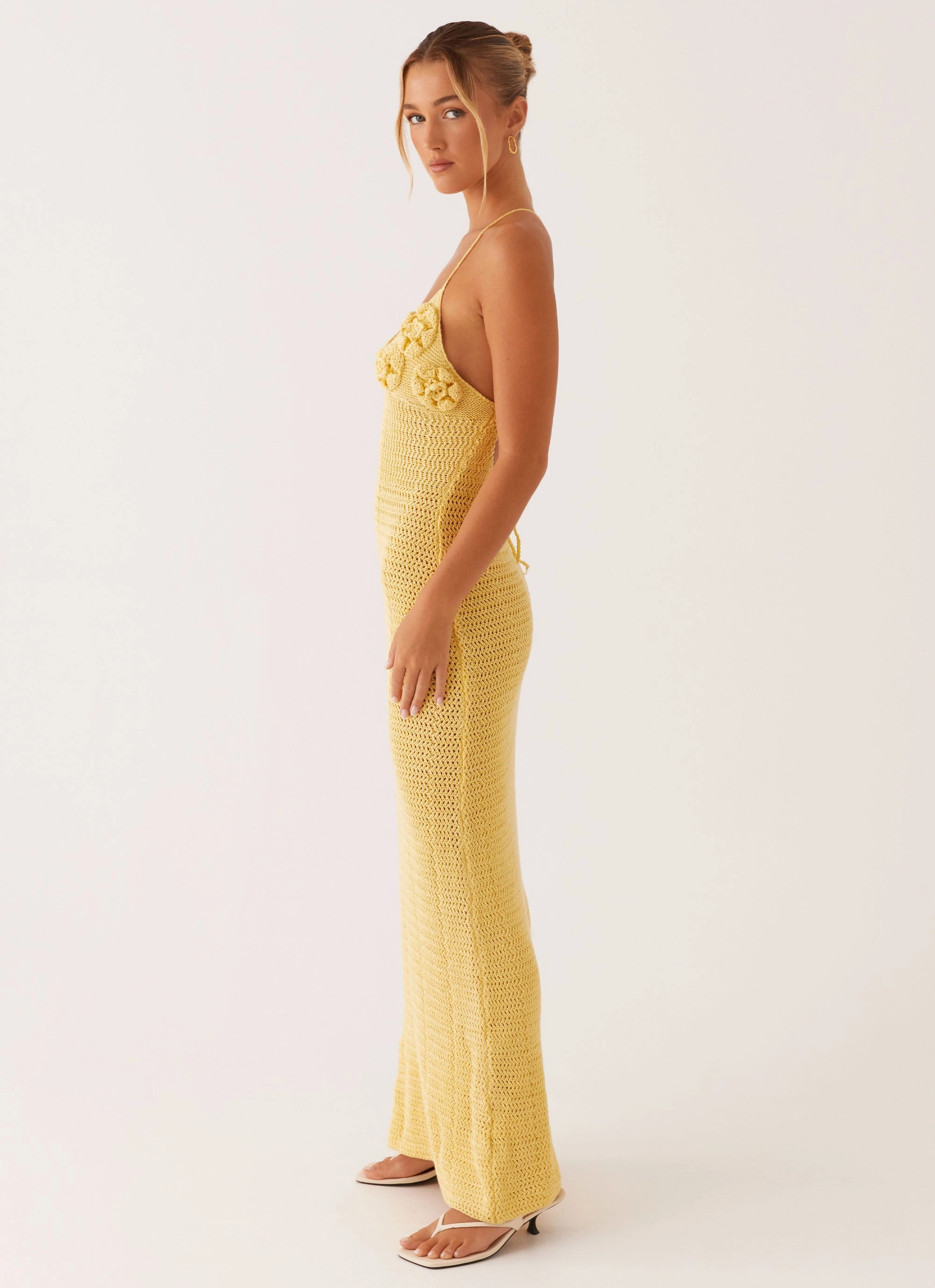 Zara Rose Crochet Maxi Dress - Yellow Seamless Finish