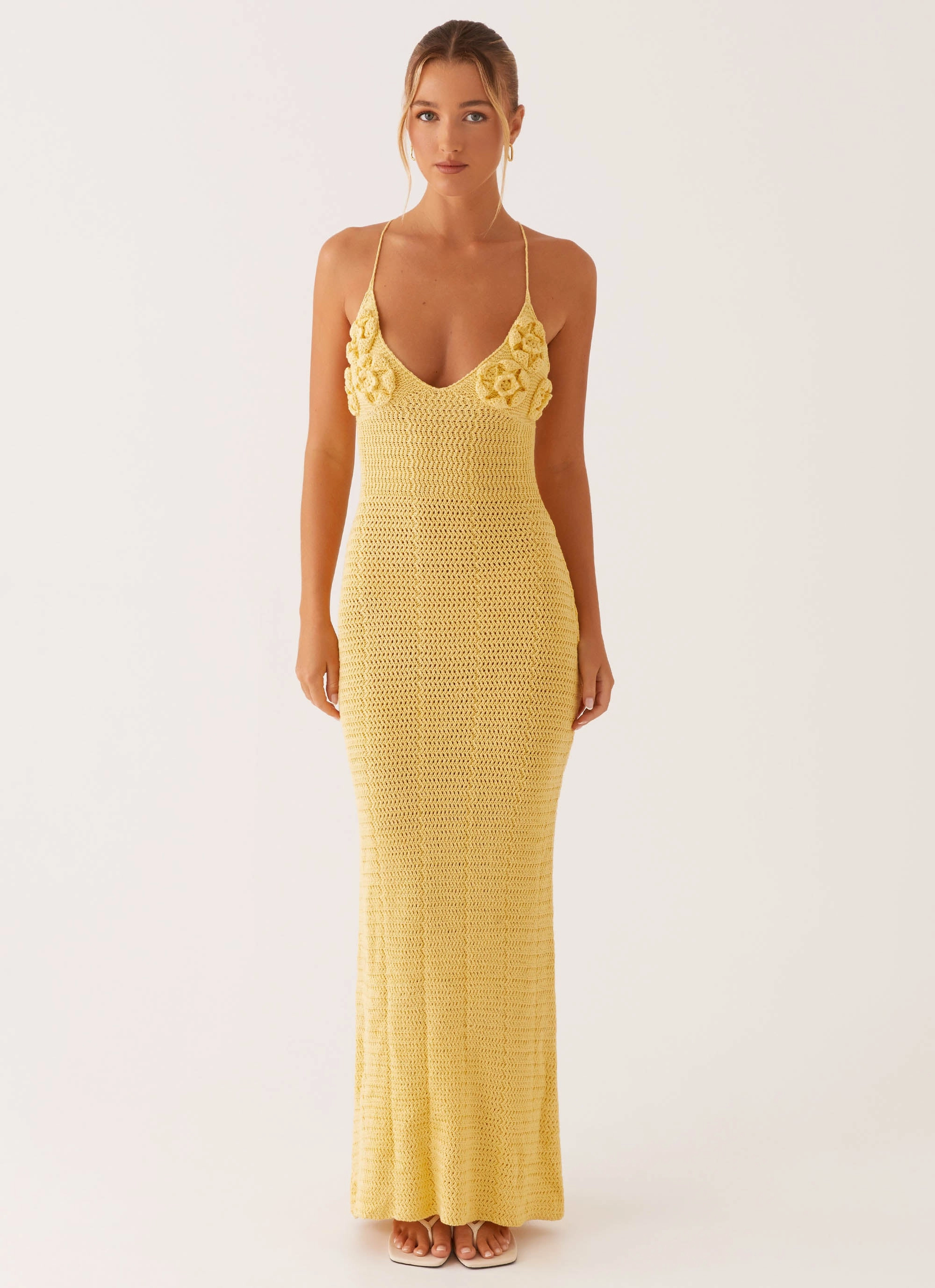 Zara Rose Crochet Maxi Dress - Yellow Season Ready LightweightMaterial