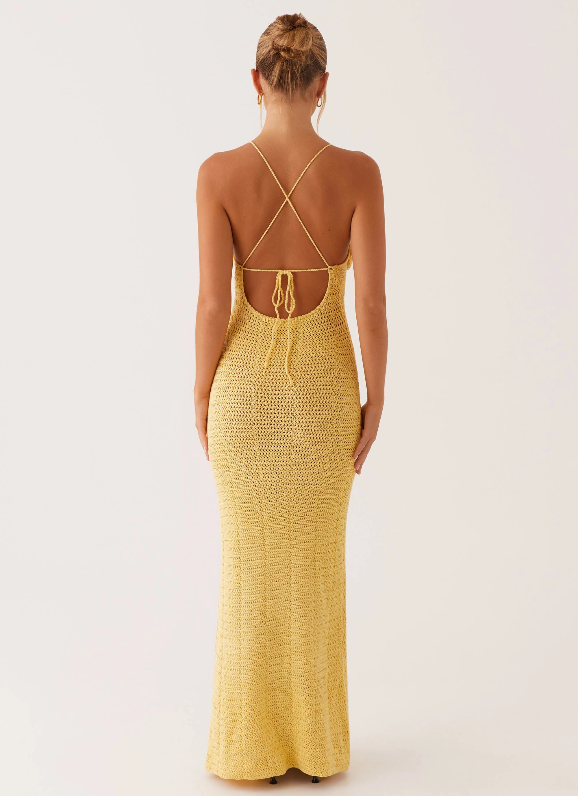 Luxurious Texture Snag-Resistant Zara Rose Crochet Maxi Dress - Yellow